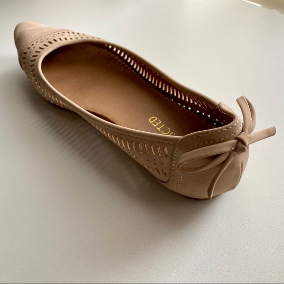 Restricted Beige Perforated Pointed Flats - Picture 9 of 10